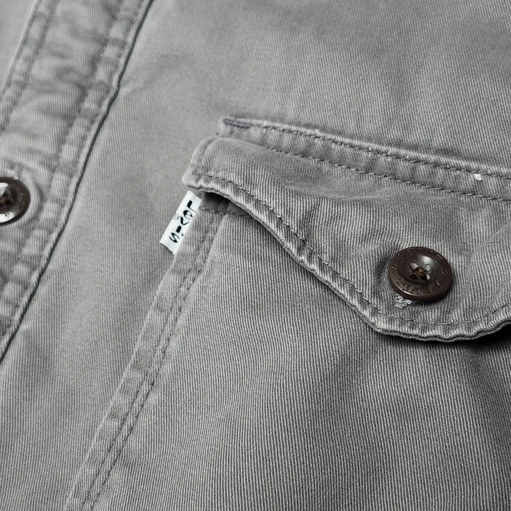 Levis Washed Grey Canvas Sherpa Lined Shacket Workwear Shirt Jacket Mens XL